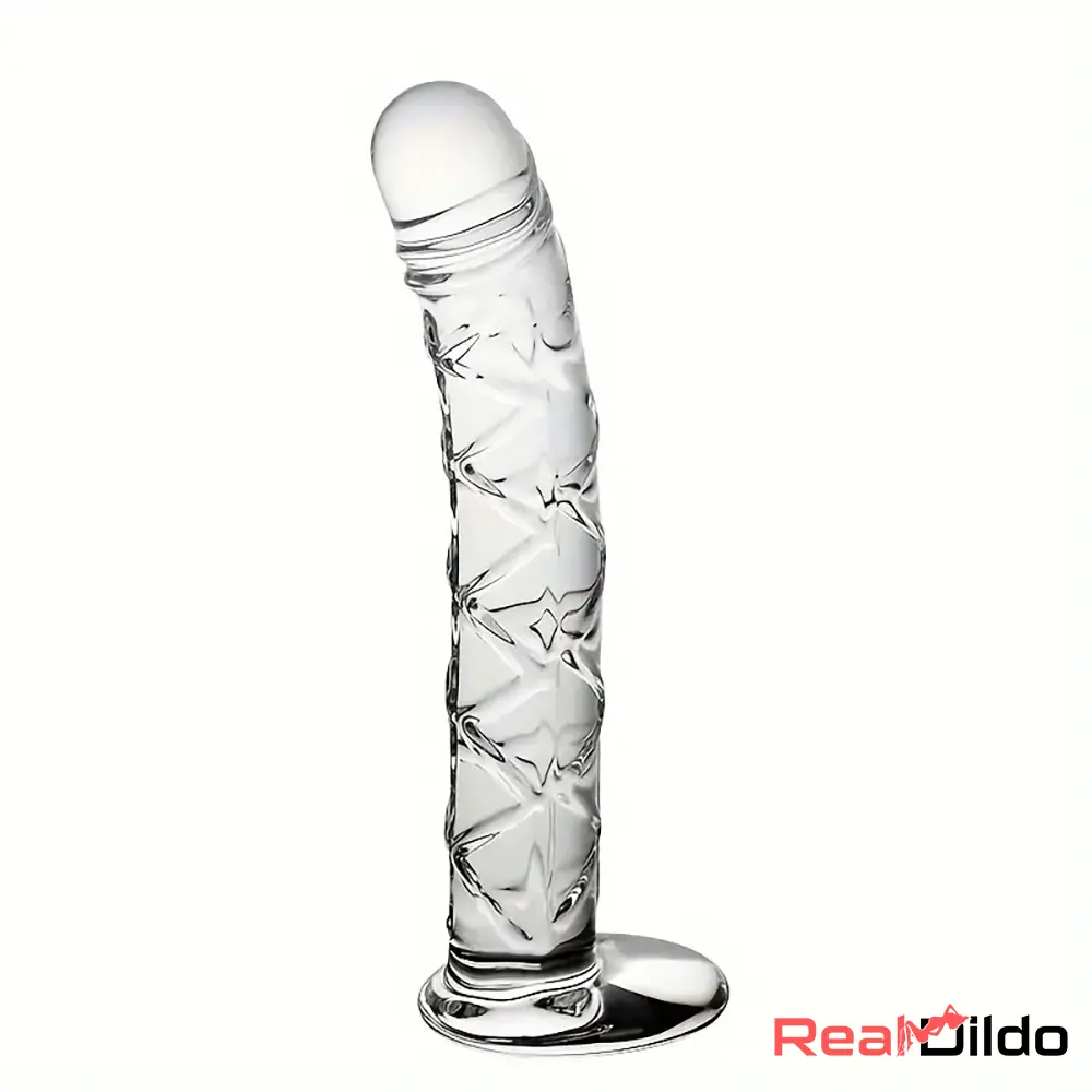 6.5in Clear Unisex Glass Crystal Dildo For Female Suction Cup Sex Toy - Real Dildo