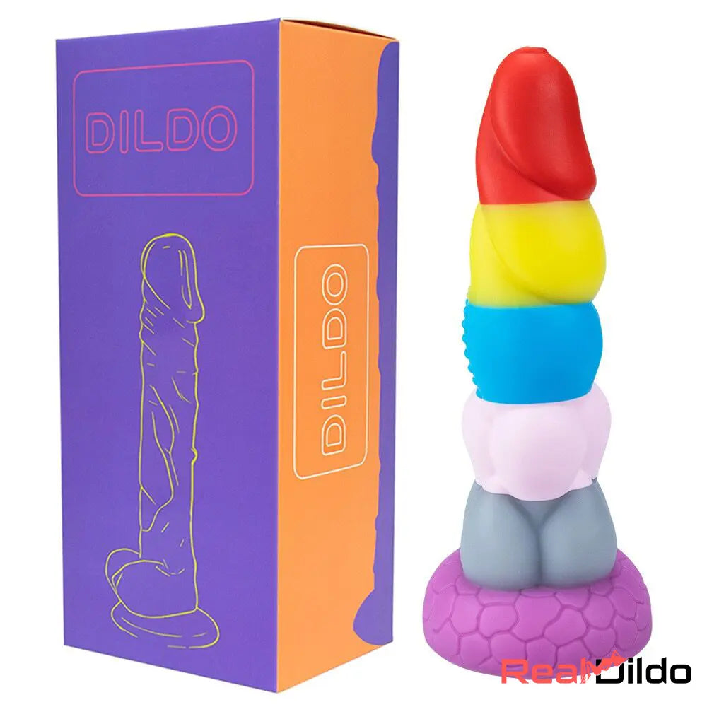 8.66in Silicone Rainbow Soft Big Dildo For Gay LGBT Adults Sex Toy