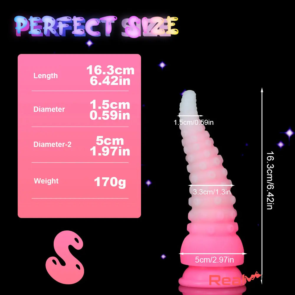 6.42in 7.48in 8.66in Fluorescent Octopus Tentacle Soft Dildo Female Sex Toy - Real Dildo