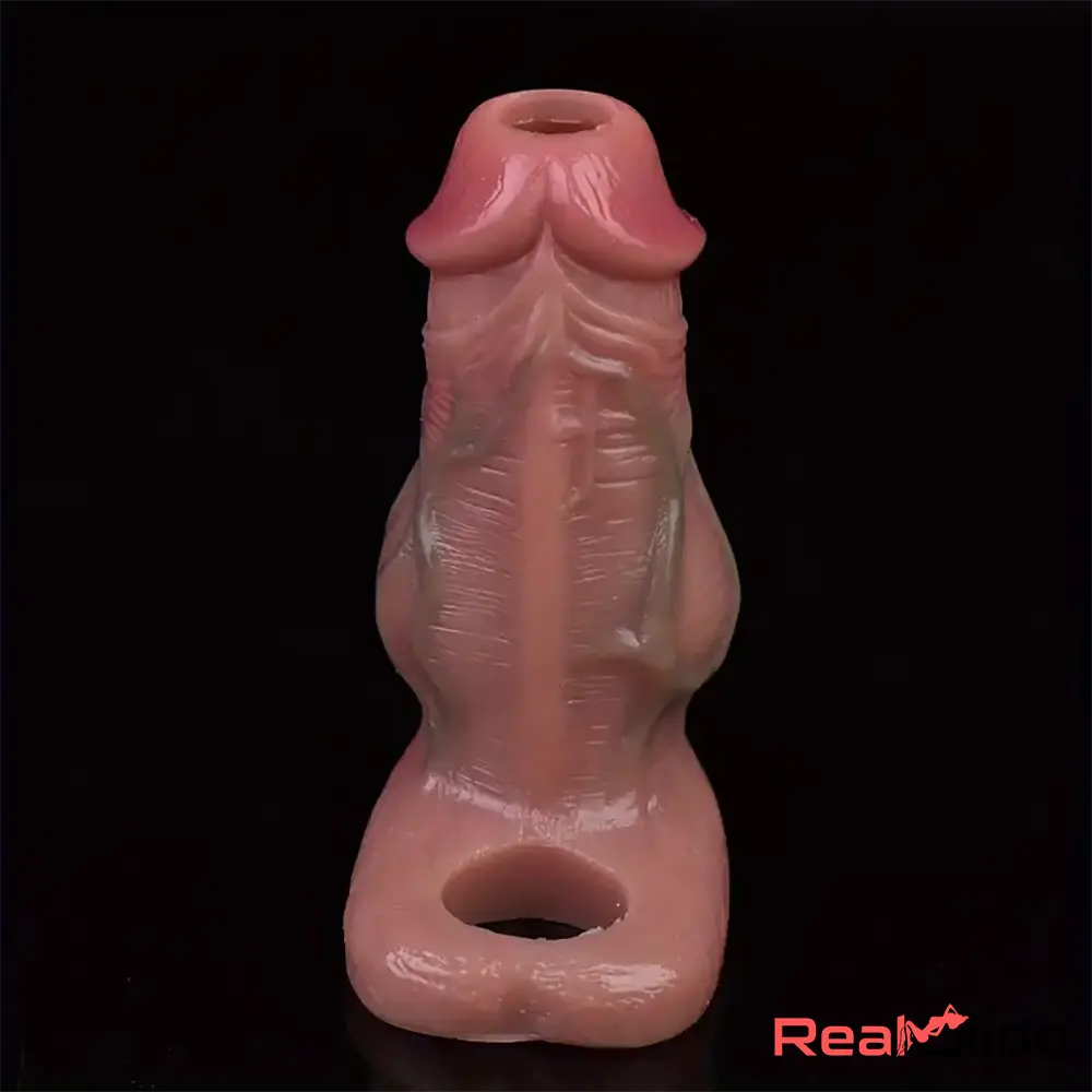 5.3in Lifelike Silicone Soft Dildo Sleeve With Big Knot Real Cock Extender - Real Dildo