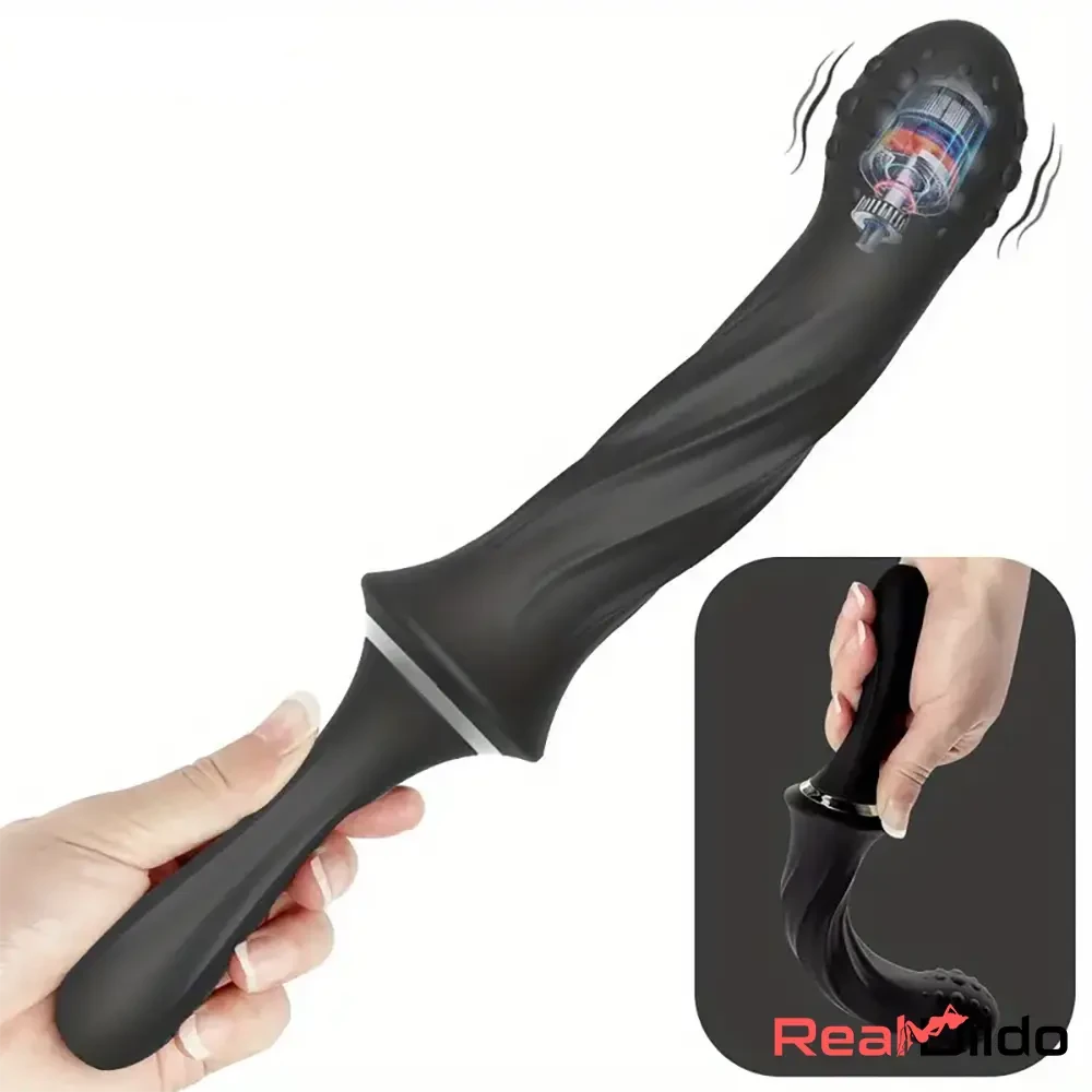 9.65in Silicone Soft Vibrating Sword Dildo With Handle G Spot Stimulator