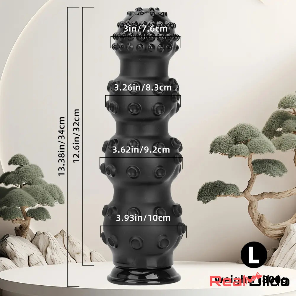 6.7in 9.84in 13.38in Super Black Animal Octopus Spiked Dildo Butt Plug - Real Dildo