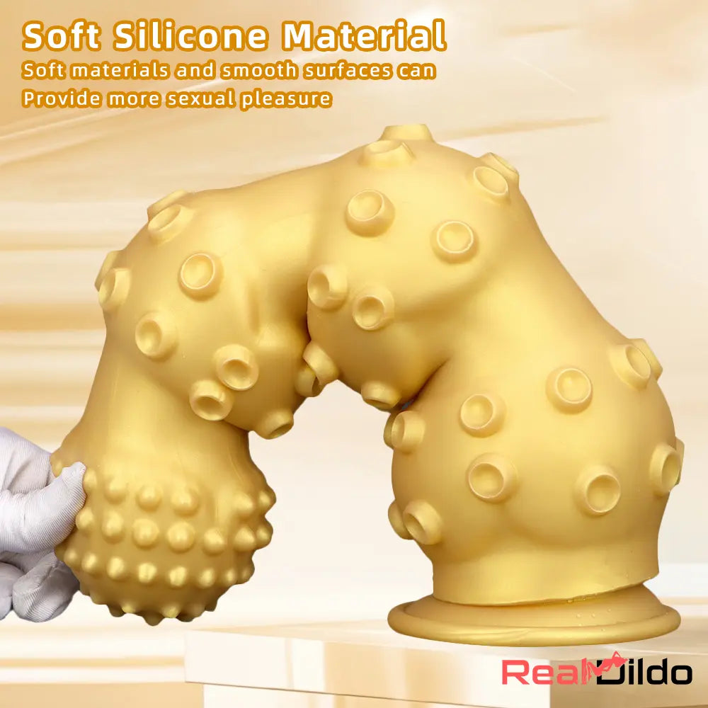 6.7in 9.84in 13.38in Gold Silicone Animal Octopus Large Dildo Sex Toy - Real Dildo