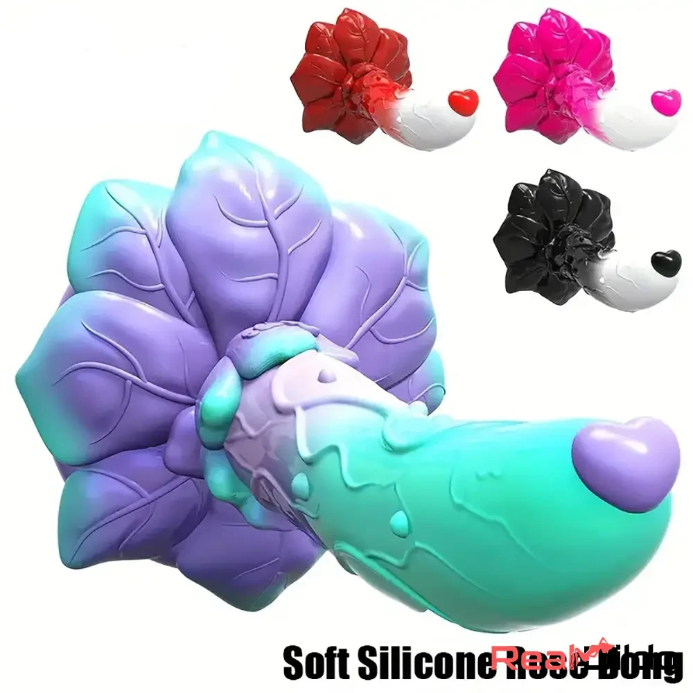 7.4in Soft Silicone Rose Colored Particles Dildo For Women Penetration - Real Dildo