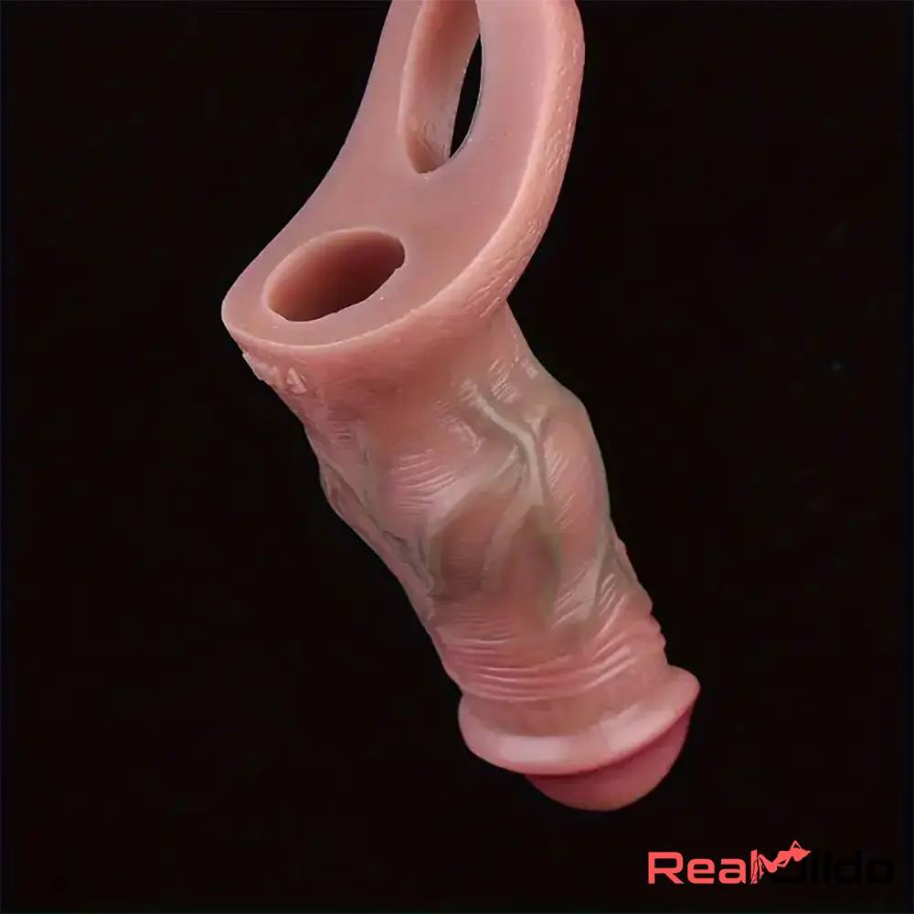 5.3in Lifelike Silicone Soft Dildo Sleeve With Big Knot Real Cock Extender - Real Dildo