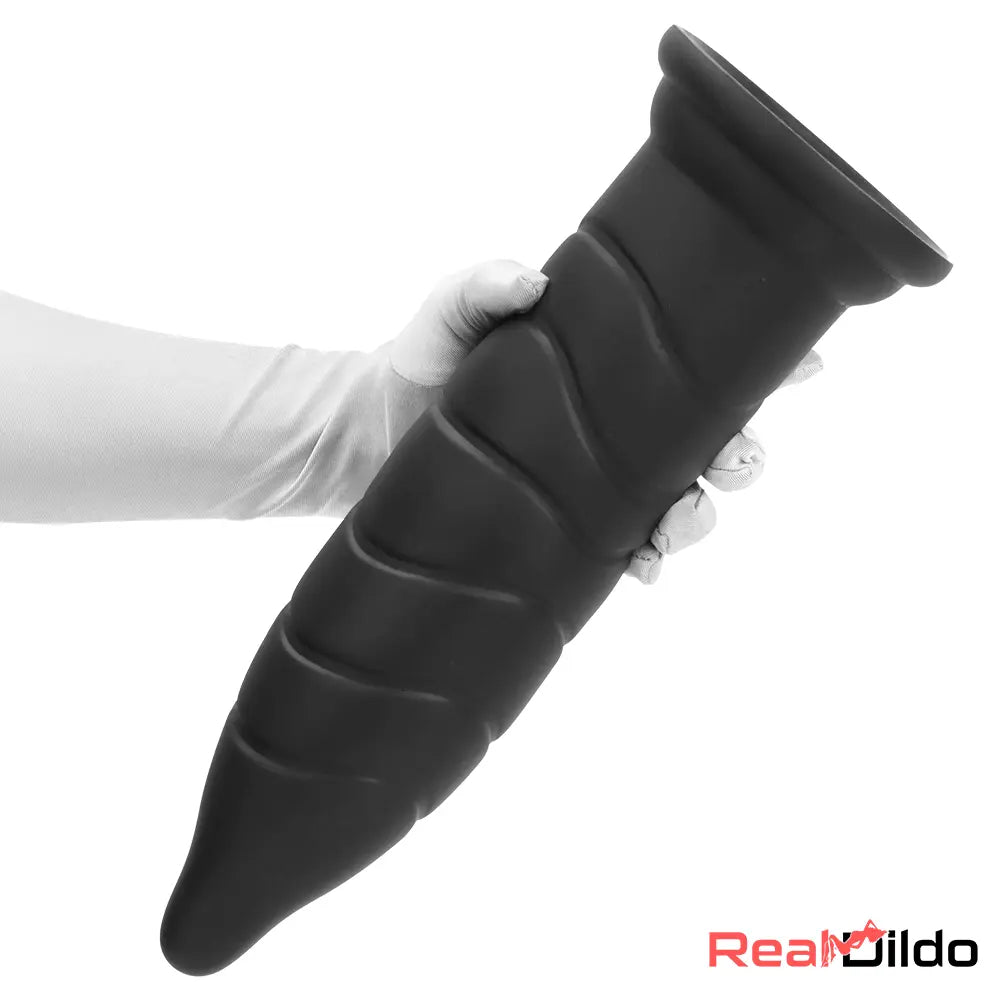 14.37in Fantasy Long Big Silicone Soft Black Dildo Thick Bottle Butt Plug - Real Dildo