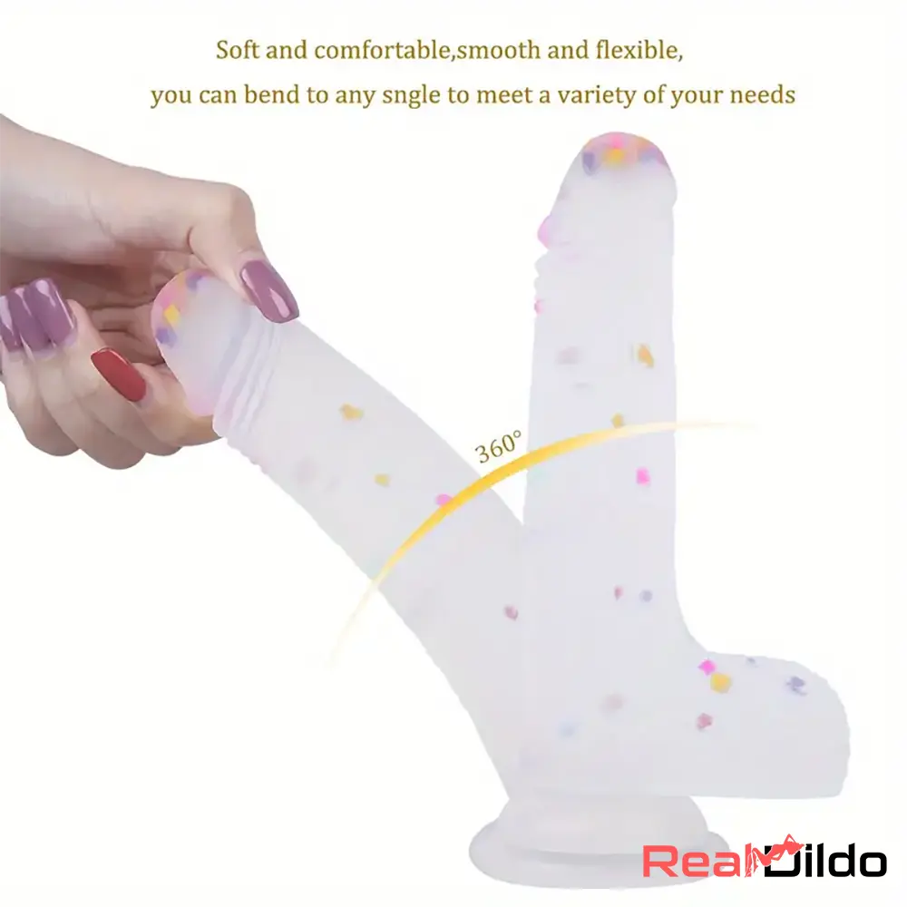 7.8in Realistic Confetti Silicone Soft Dildo For Anus Sexy Masturbator - Real Dildo