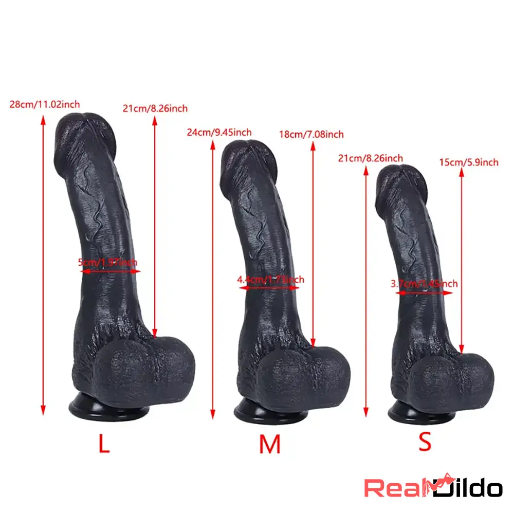 8.26in 9.45in 11.02in Big Ebony Realistic Silicone Soft Dildo For Women Lesbian - Real Dildo