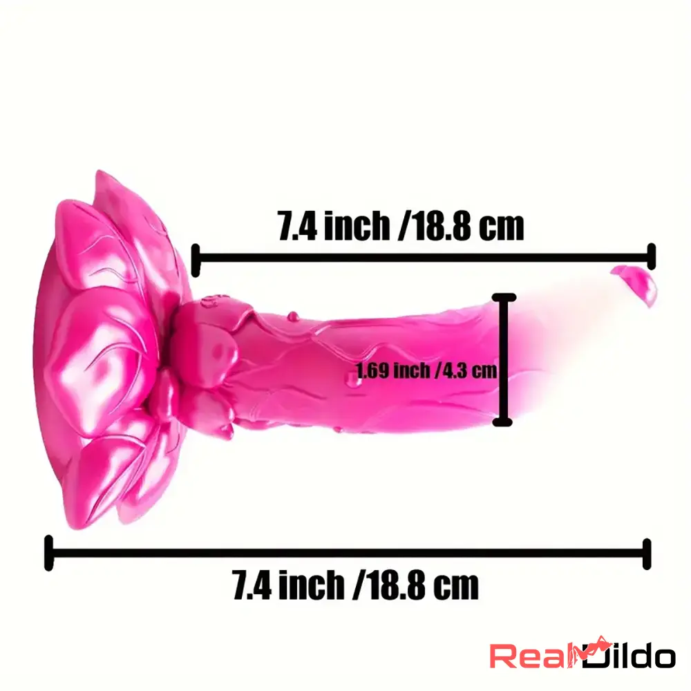 7.4in Soft Silicone Rose Colored Particles Dildo For Women Penetration - Real Dildo