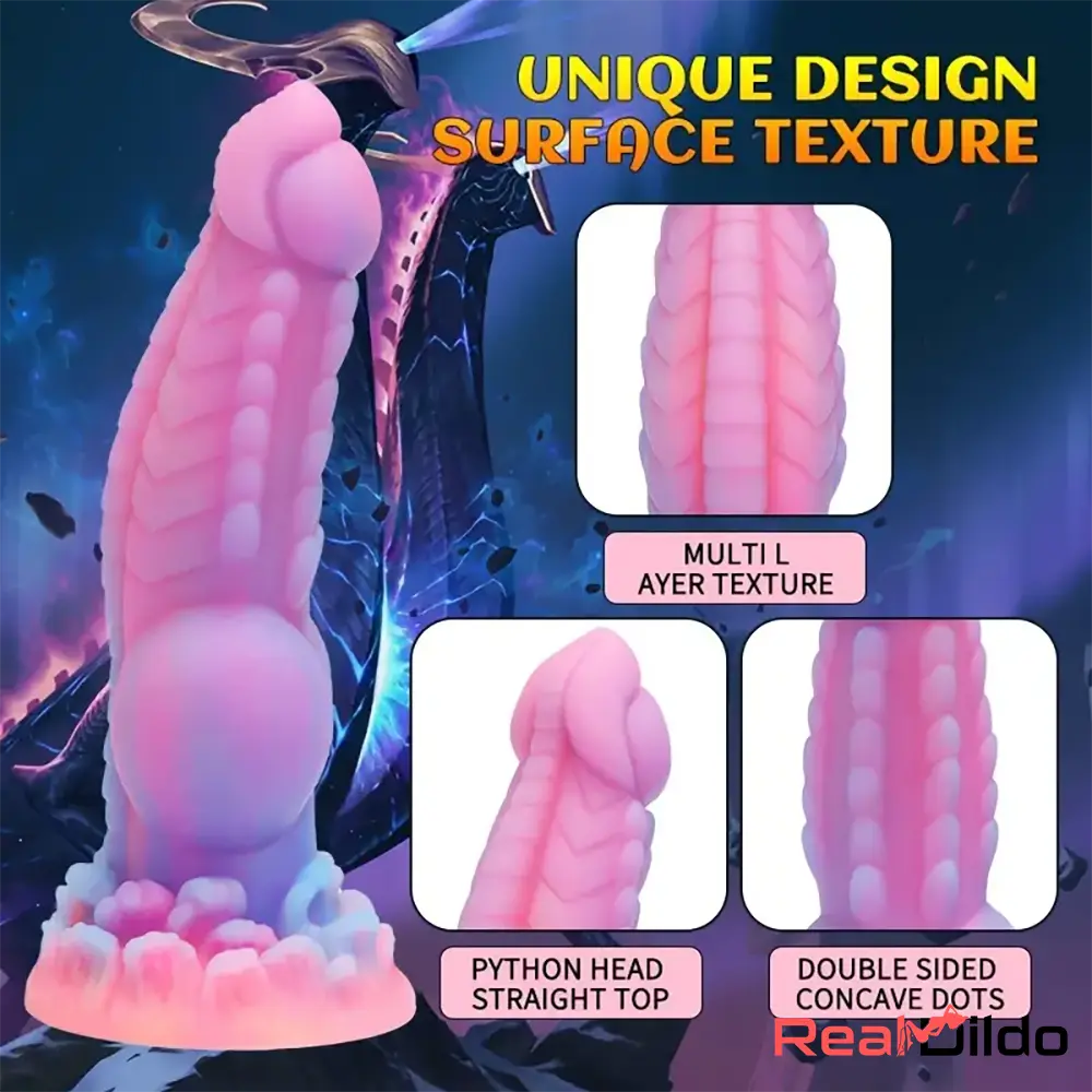 8.14in Colorful Silicone Flexible Fantasy Big Luminous Monster Anal Dildo - Real Dildo