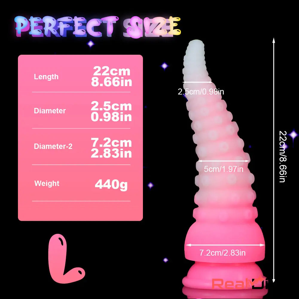 6.42in 7.48in 8.66in Fluorescent Octopus Tentacle Soft Dildo Female Sex Toy - Real Dildo