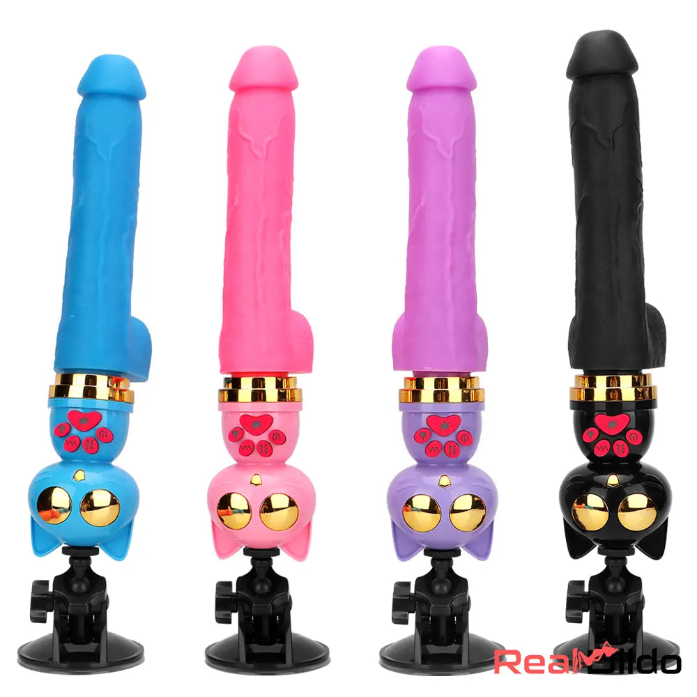 7.87in Cat Warming Thrusting Vibrating Remote Gun Sex Dildo Machine - Real Dildo