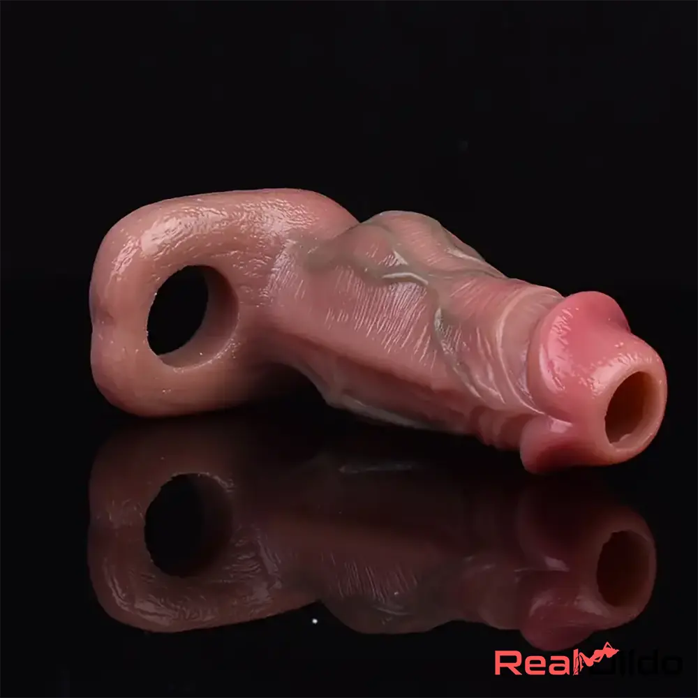 5.3in Lifelike Silicone Soft Dildo Sleeve With Big Knot Real Cock Extender - Real Dildo