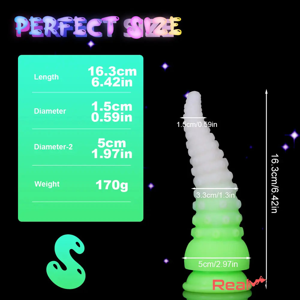 6.42in 7.48in 8.66in Fluorescent Octopus Tentacle Soft Dildo Female Sex Toy - Real Dildo