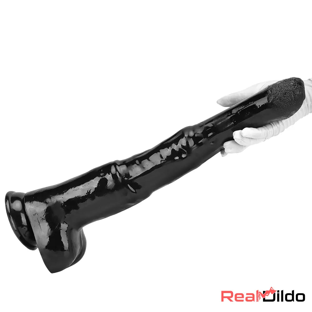 18.5in Extra Big Long Black Dildo Real BDSM Animal Horse Cock Toy - Real Dildo