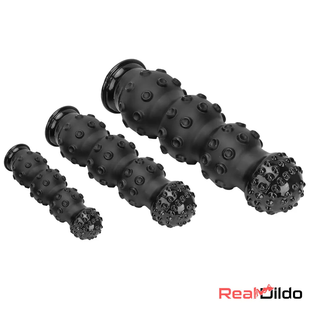 6.7in 9.84in 13.38in Super Black Animal Octopus Spiked Dildo Butt Plug - Real Dildo