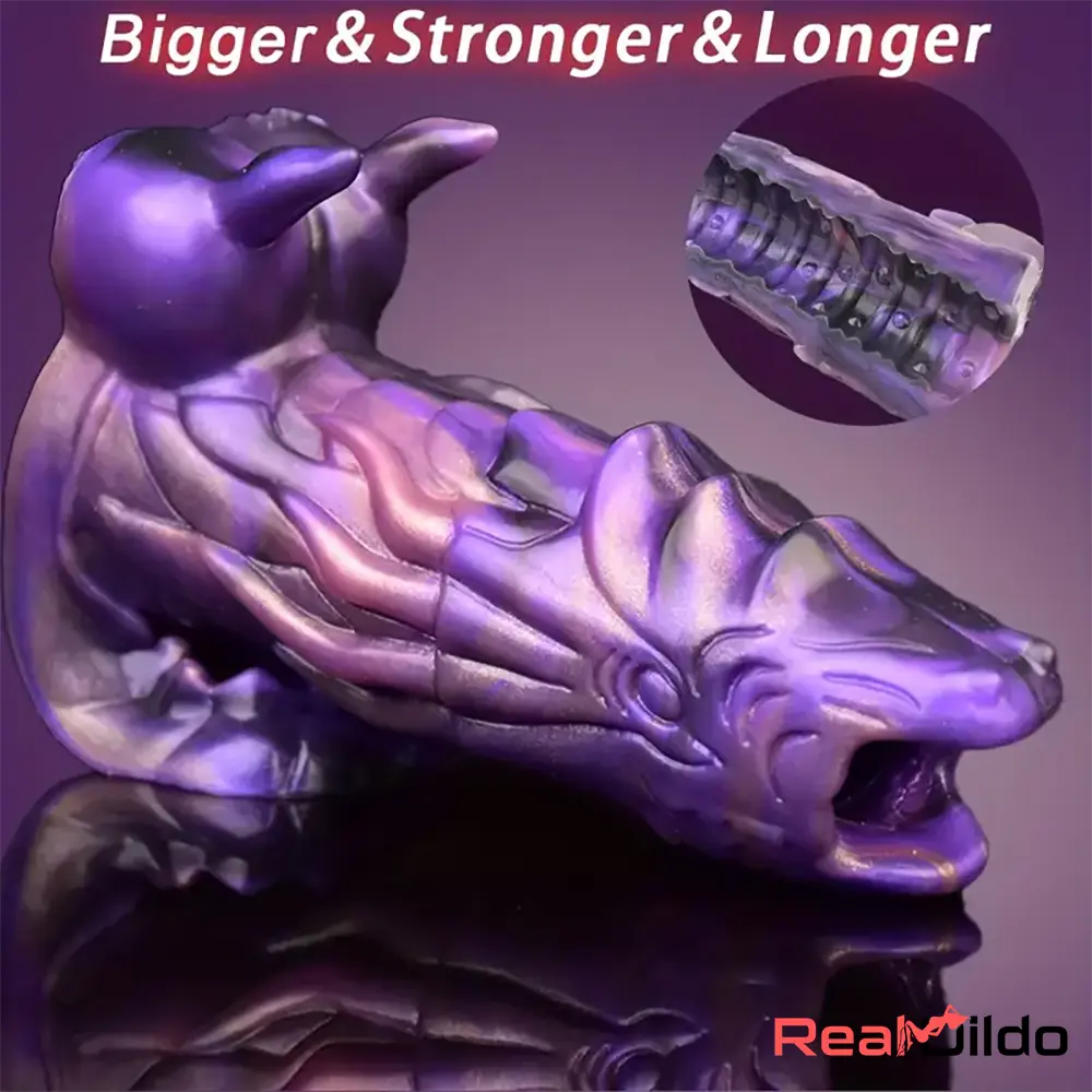 5.91in Liquid Silicone Dragon Fantasy Hollow Dildo Sleeve Dick Sex Toy - Real Dildo