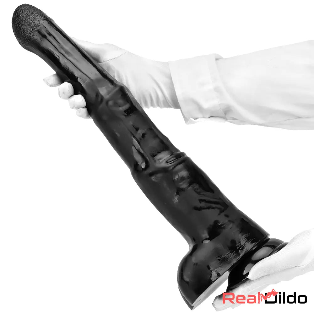 18.5in Extra Big Long Black Dildo Real BDSM Animal Horse Cock Toy - Real Dildo