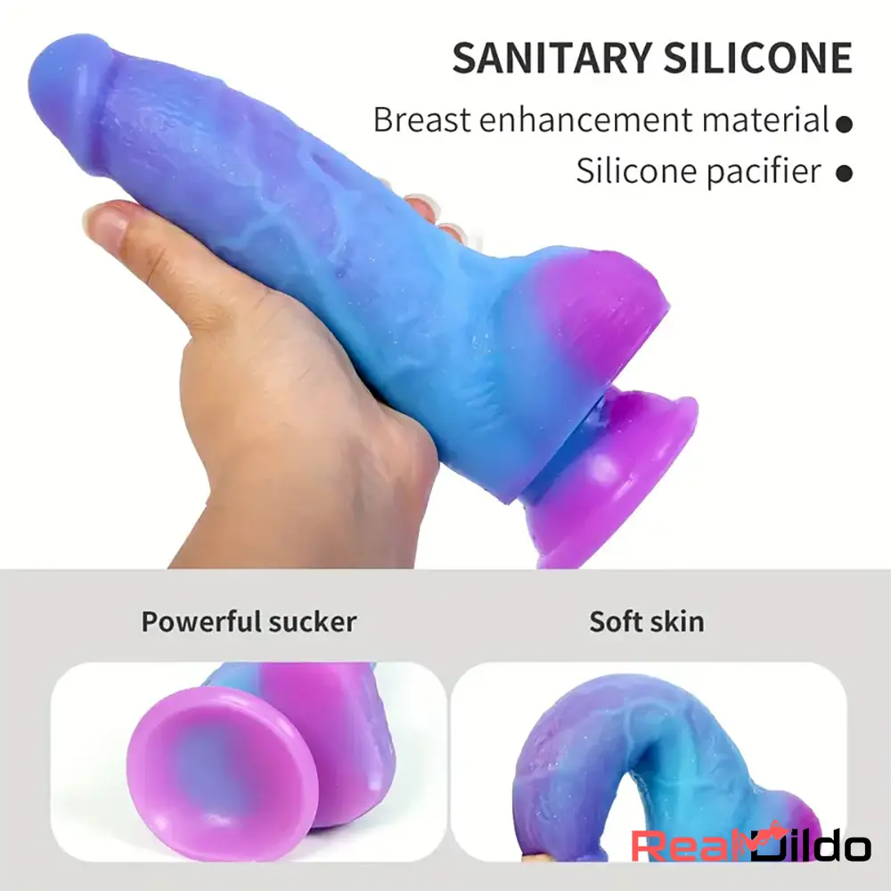 7.4in Unisex Soft Flexible Silicone Luminous Dildo Adult Toy For Couples - Real Dildo