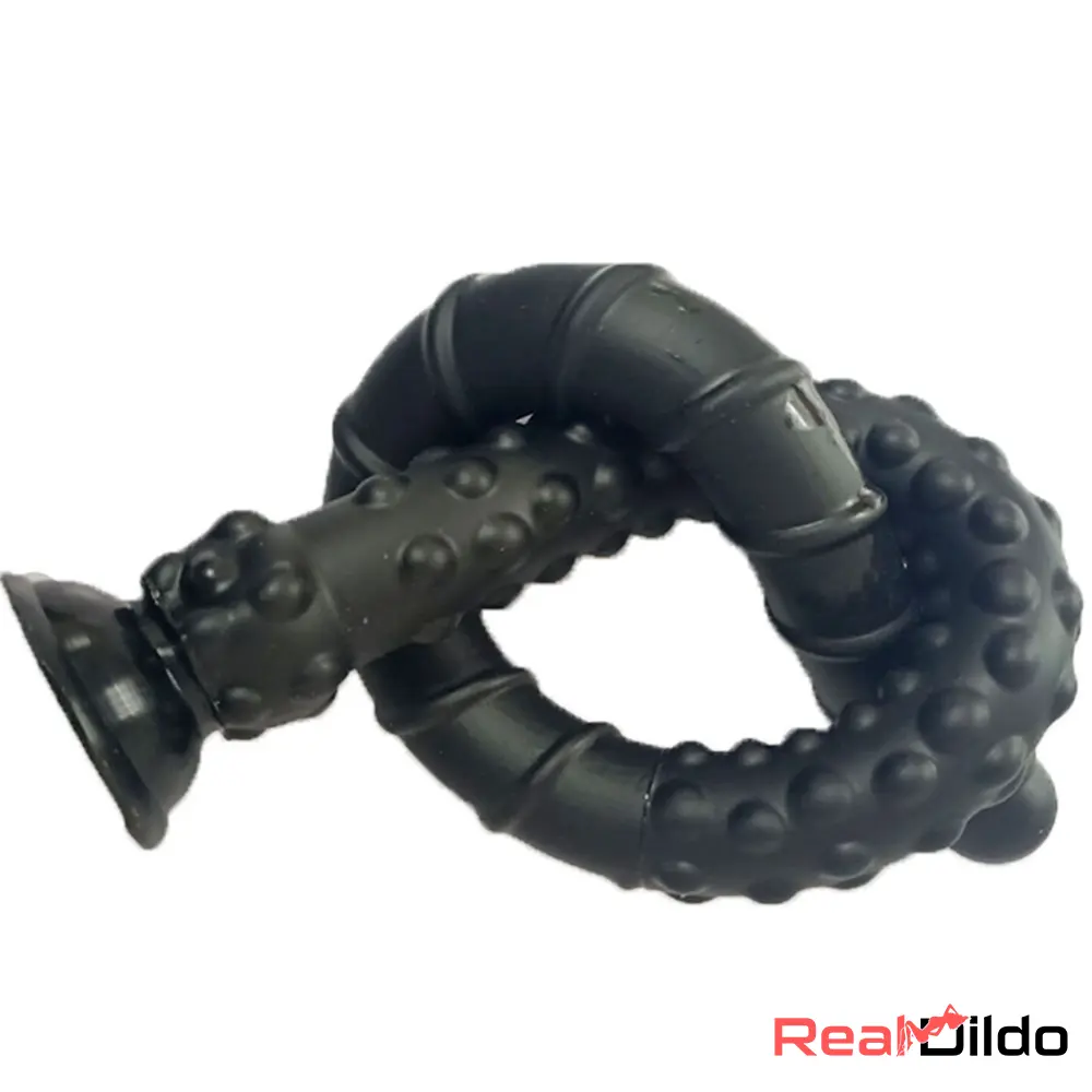 27.56in Silicone Soft Huge Long Spiked Spiral Rebar Black Dildo Butt Plug - Real Dildo