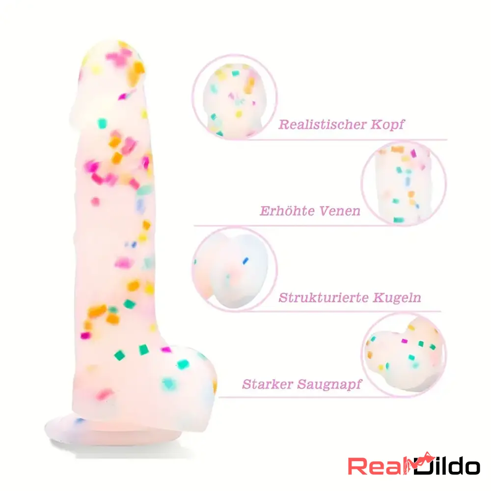 7.8in Realistic Confetti Silicone Soft Dildo For Anus Sexy Masturbator - Real Dildo