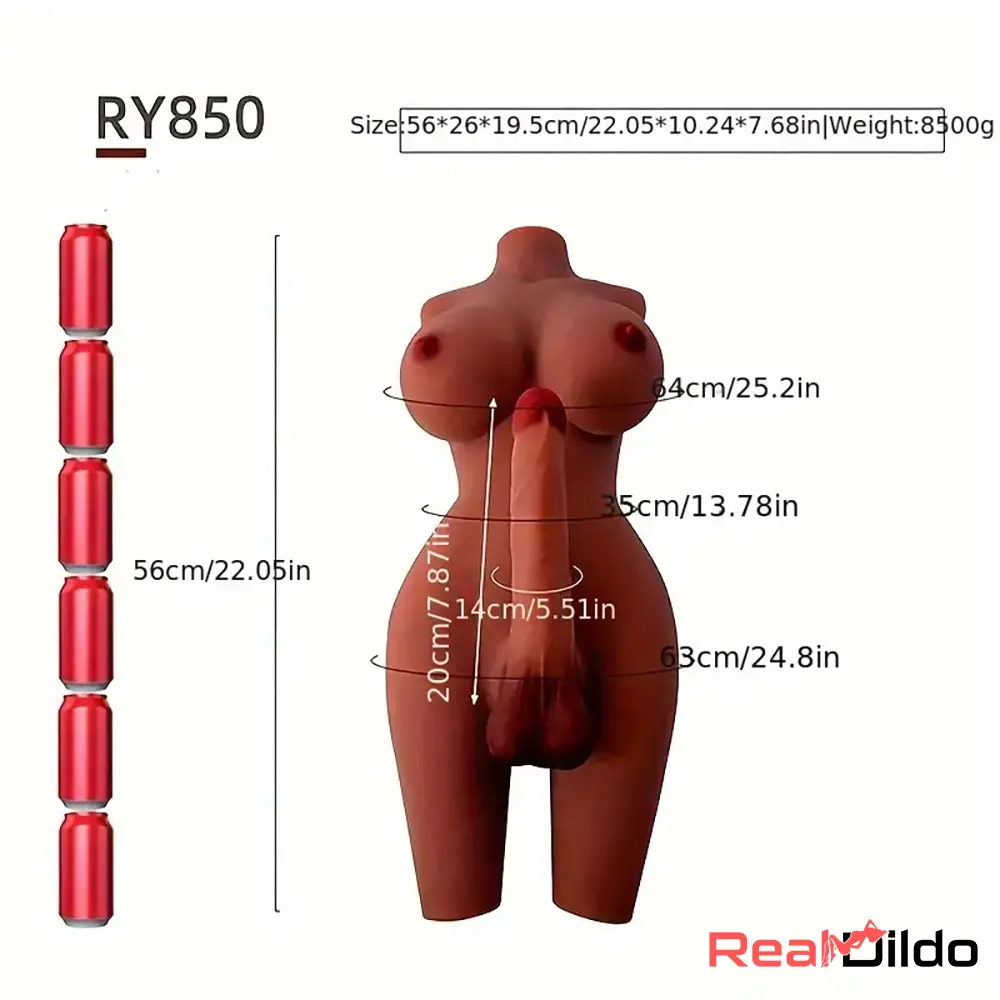 7.09in 7.87in Realistic Silicone Dildo With Sex Doll Torso Women Masturbator - Real Dildo