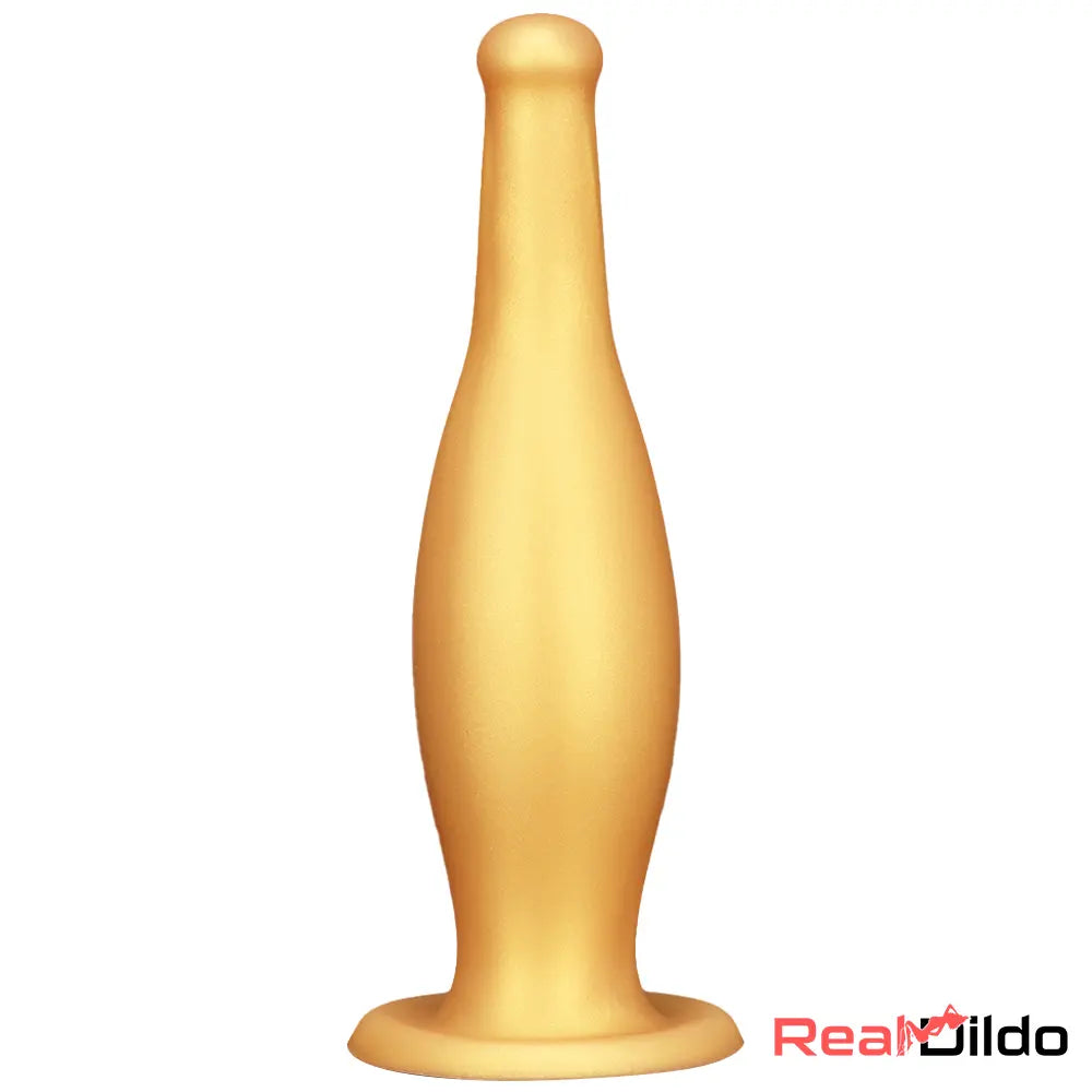 6.7in 11.41in Gold Beer Bottle Silicone Soft Big Anal Butt Plug Thick Dildo - Real Dildo