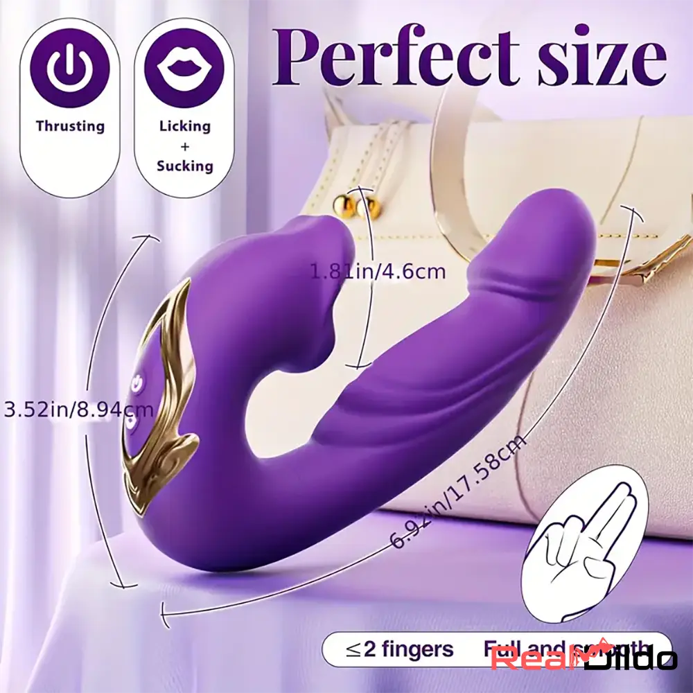 6.92in Automatic Thrusting Lucking Sucking Vibrating Dual Heads Dildo - Real Dildo