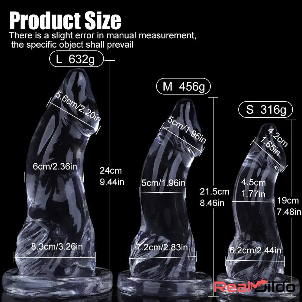 7.48in 8.46in 9.44in Clear Big Dildo Sex Toy For Women Anus Dilator Massage - Real Dildo