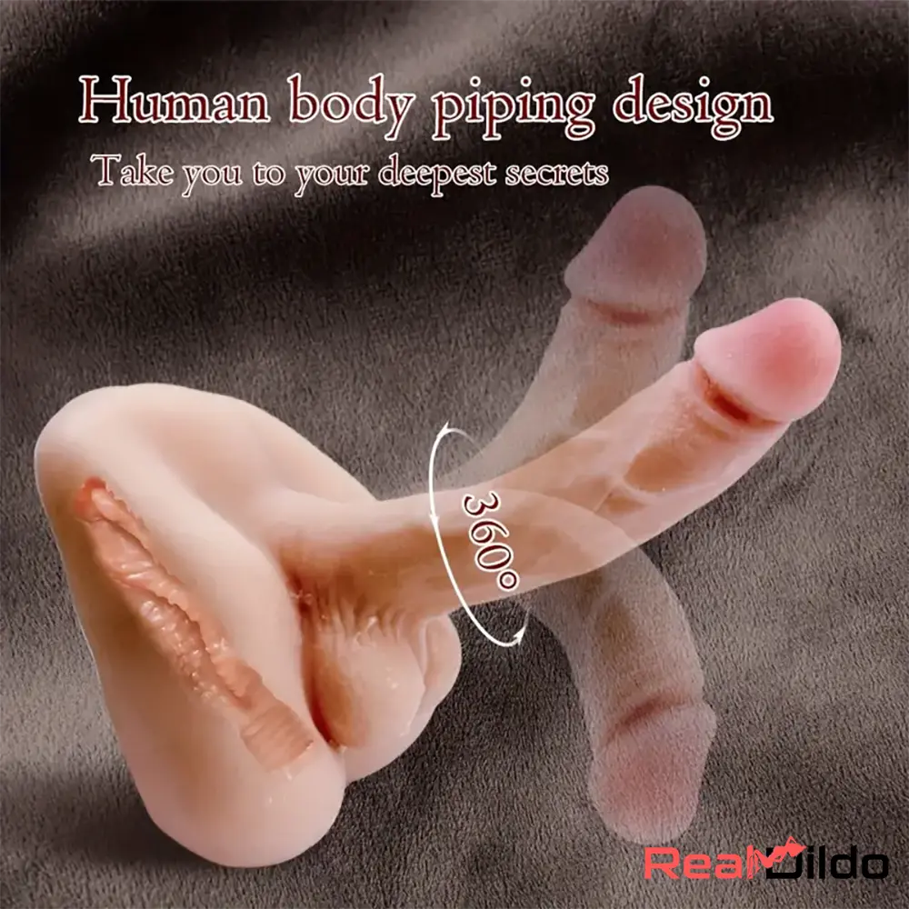 7.1in Real Silicone Flexible Suction Cup Sex Toy Dildo Torso With Anus - Real Dildo