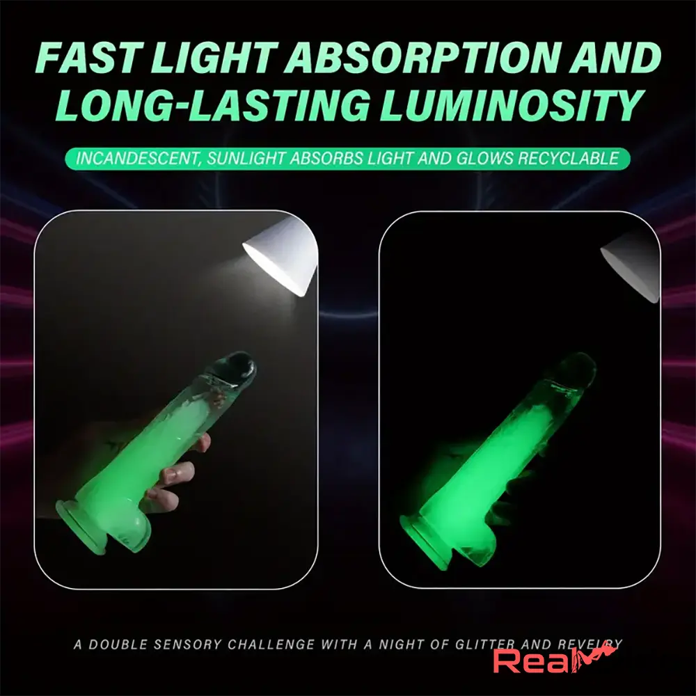 6.5in 7.3in 8.26in 9.44in Luminous Glowing Crystal Soft Double-Layer Dildo - Real Dildo