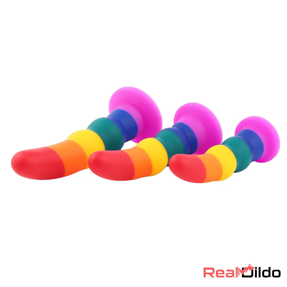 5.11in 6.1in 7.08in Silicone Rainbow Flexible Dildo For Gay LGBT Sex Love - Real Dildo