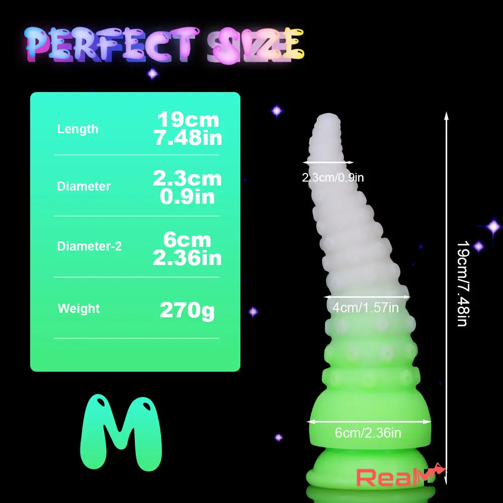 6.42in 7.48in 8.66in Fluorescent Octopus Tentacle Soft Dildo Female Sex Toy - Real Dildo