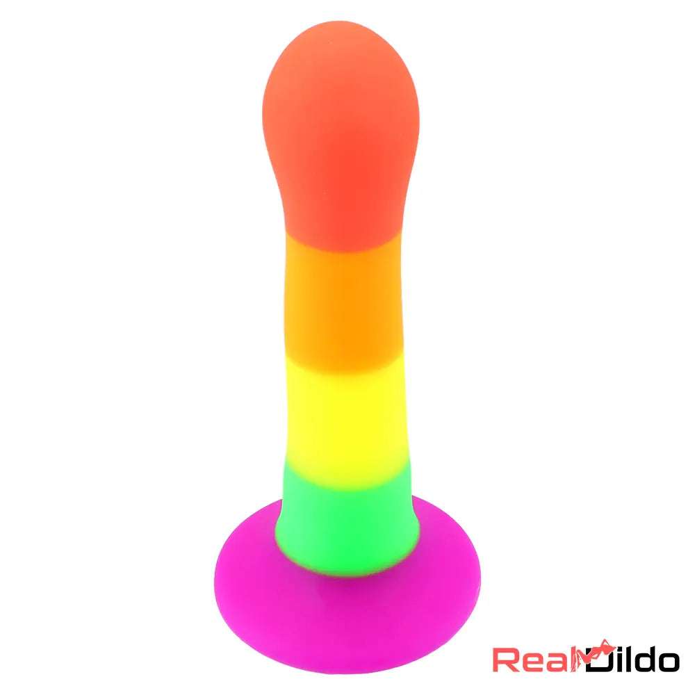 6.89in Colorful Silicone Soft Rainbow Dildo G-Spot Vagina Stimulator - Real Dildo