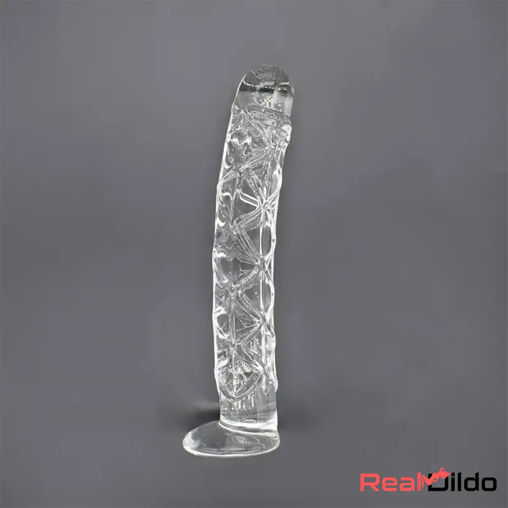 6.5in Clear Unisex Glass Crystal Dildo For Female Suction Cup Sex Toy - Real Dildo