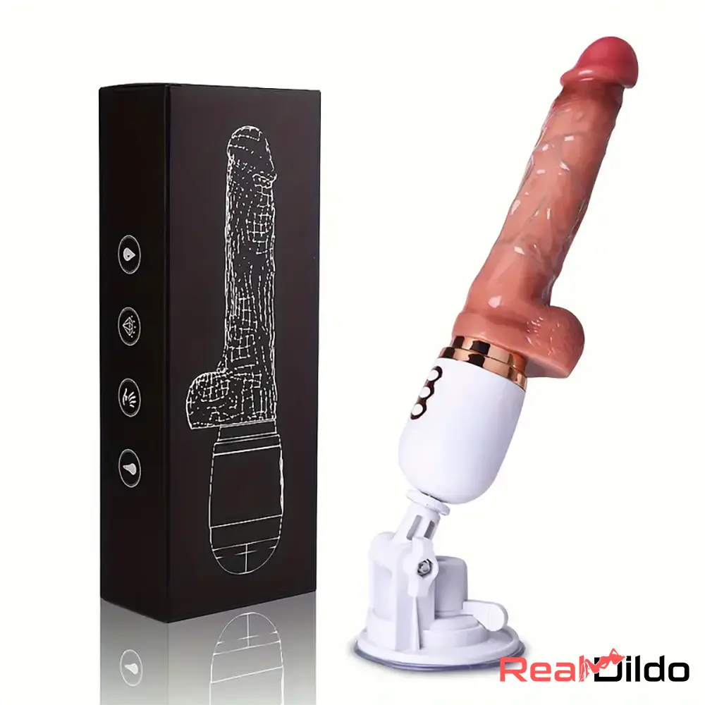 5.51in Lifelike Silicone Heating Thrusting Rotating Vibrating Dildo Machine - Real Dildo