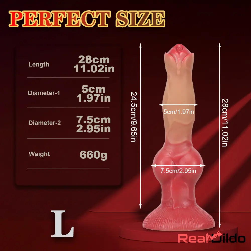 7.48in 9.45in 11.02in 12.99in Soft Silicone Large Dog Knotted Real Dildo - Real Dildo