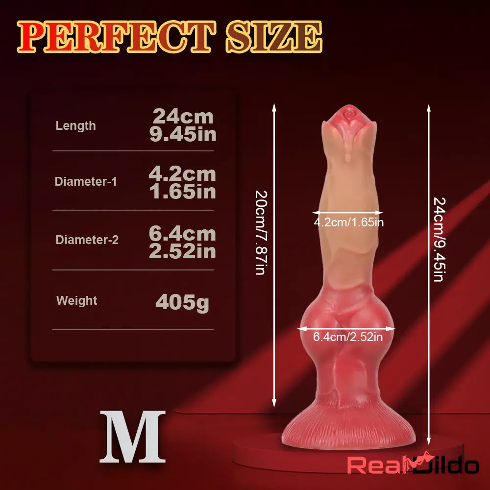 7.48in 9.45in 11.02in 12.99in Soft Silicone Large Dog Knotted Real Dildo - Real Dildo