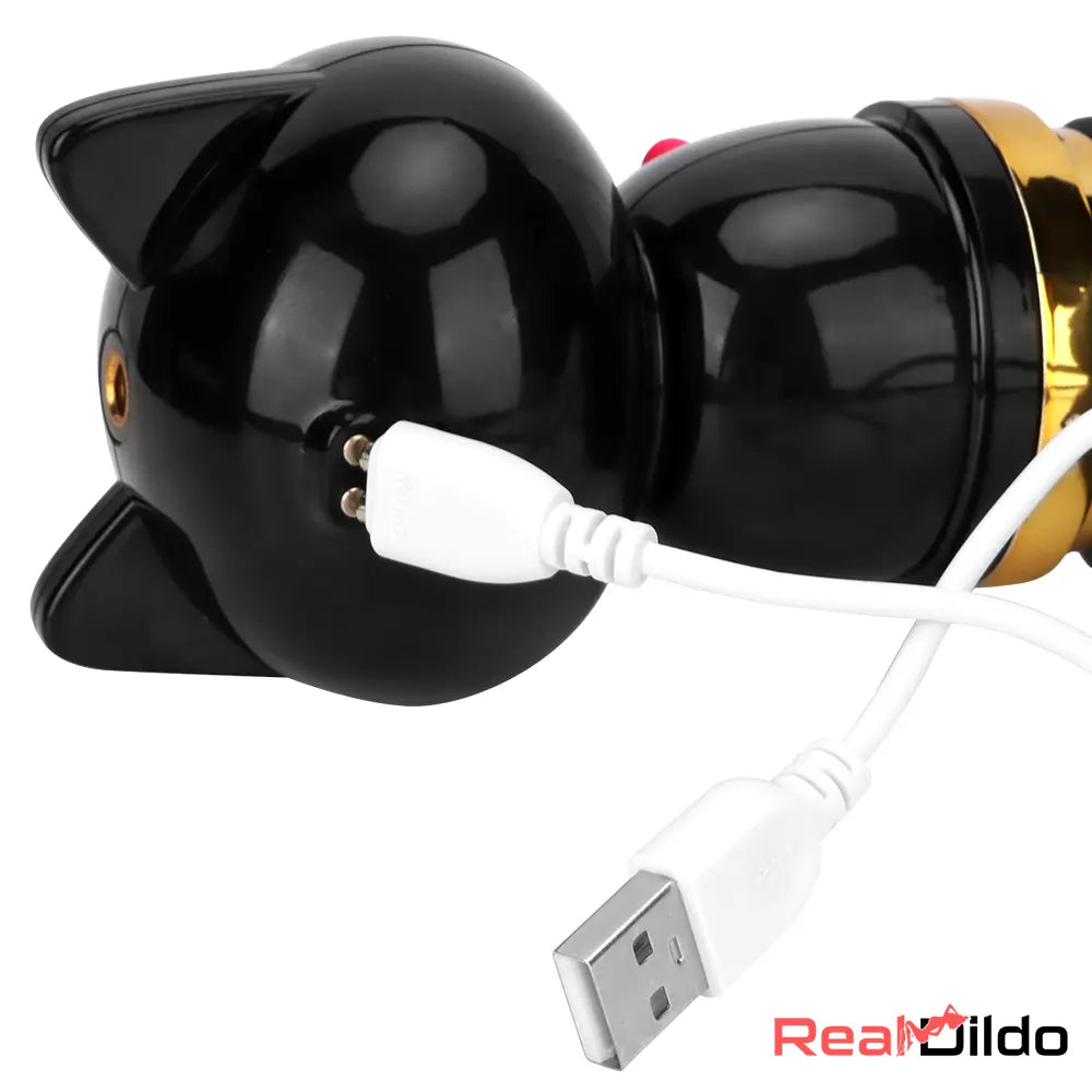 7.87in Cat Warming Thrusting Vibrating Remote Gun Sex Dildo Machine - Real Dildo