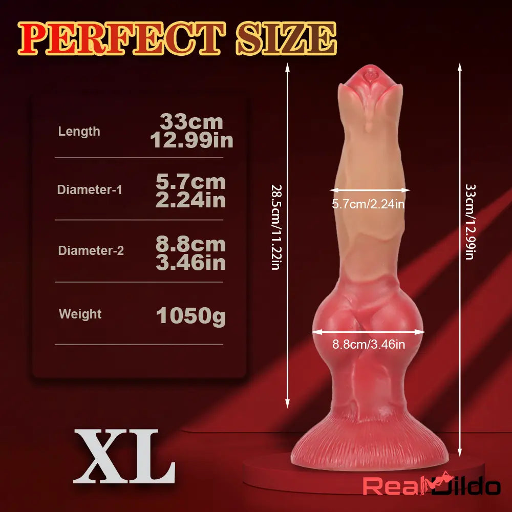 7.48in 9.45in 11.02in 12.99in Soft Silicone Large Dog Knotted Real Dildo - Real Dildo