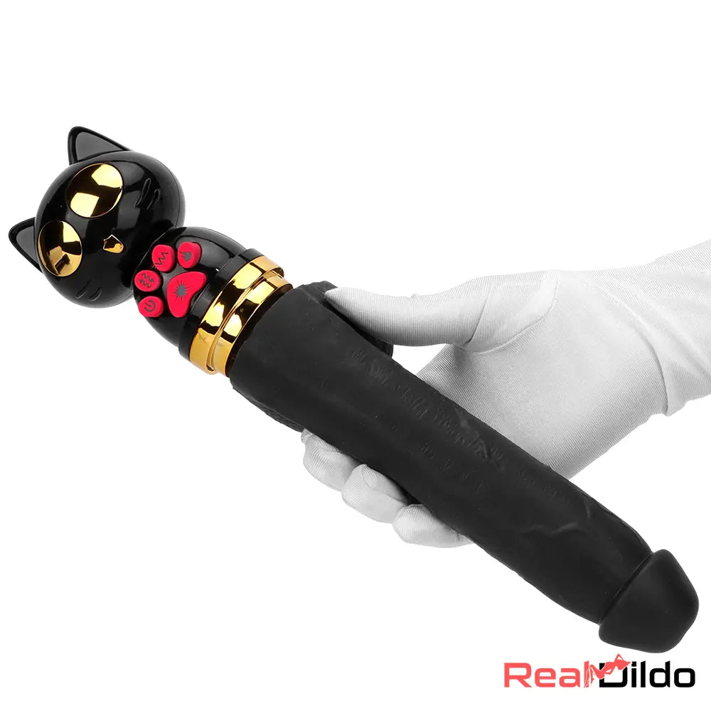 7.87in Cat Warming Thrusting Vibrating Remote Gun Sex Dildo Machine - Real Dildo