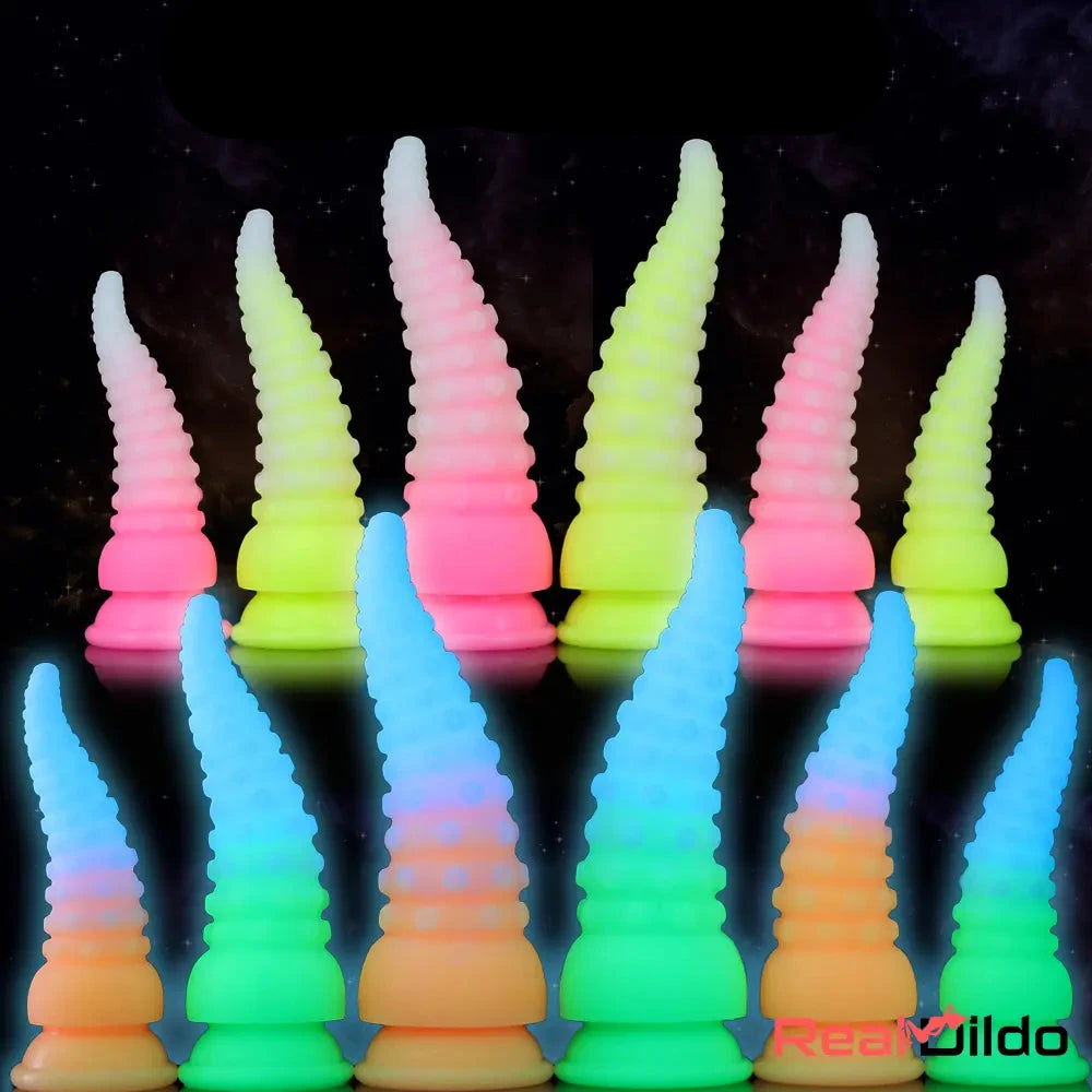 6.42in 7.48in 8.66in Fluorescent Octopus Tentacle Soft Dildo Female Sex Toy - Real Dildo