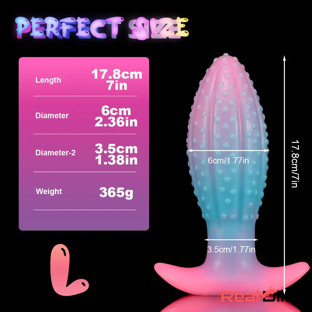 4.5in 5.67in 7.6in Silicone Soft Fluorescent Luminous Love Anal Plug Dildo - Real Dildo