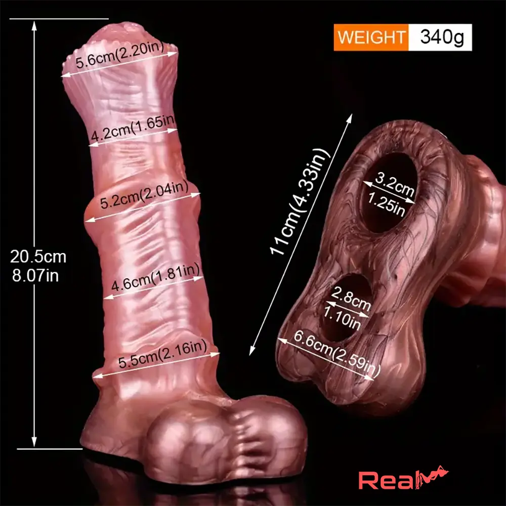 8.07in Fantasy Animal Horse Penis Soft Silicone Sleeve For Women Men - Real Dildo