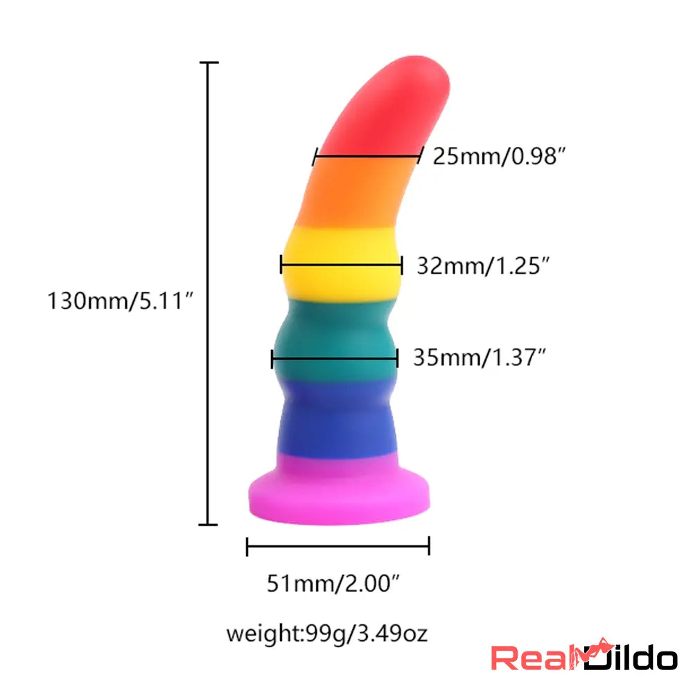 5.11in 6.1in 7.08in Silicone Rainbow Flexible Dildo For Gay LGBT Sex Love - Real Dildo