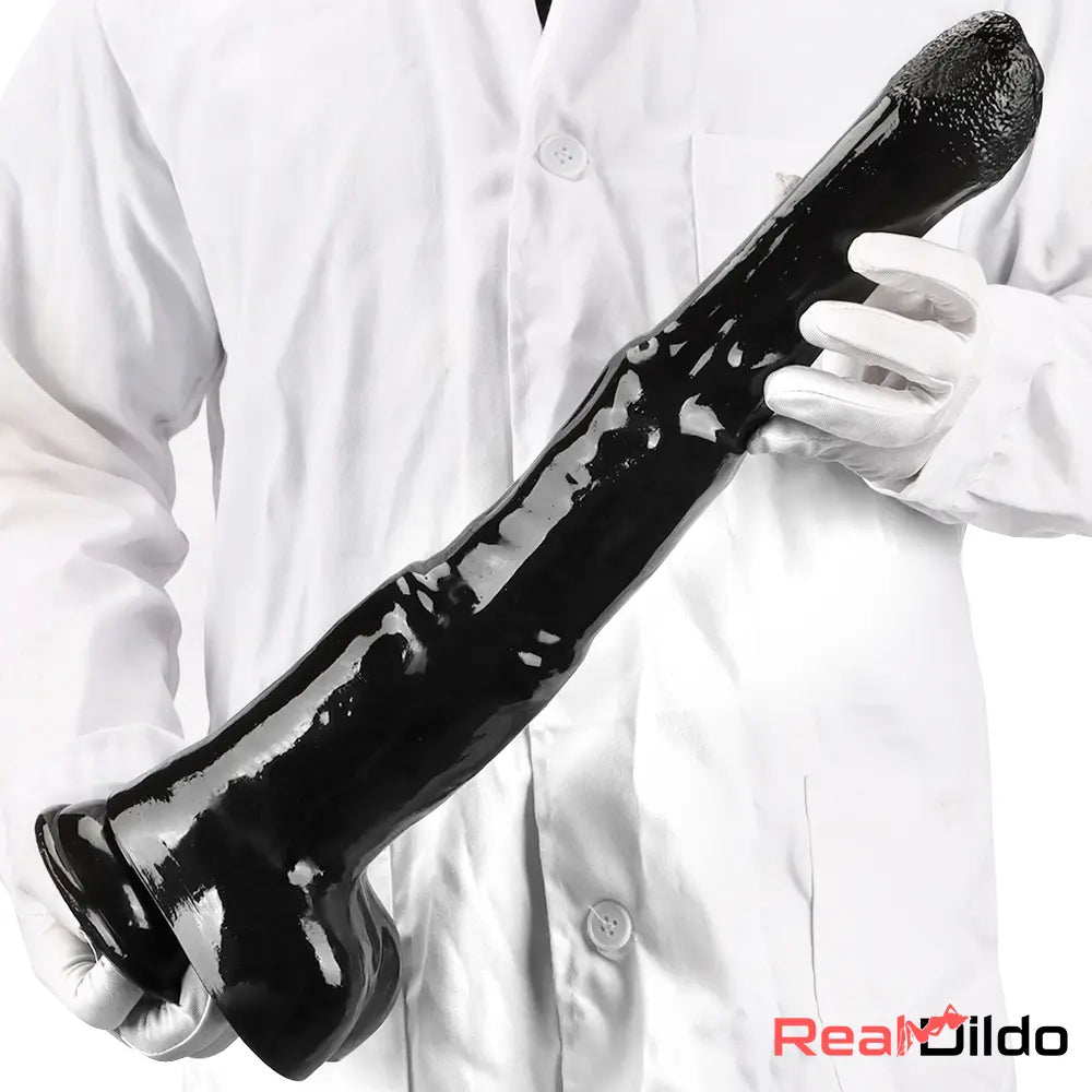 18.5in Extra Big Long Black Dildo Real BDSM Animal Horse Cock Toy - Real Dildo