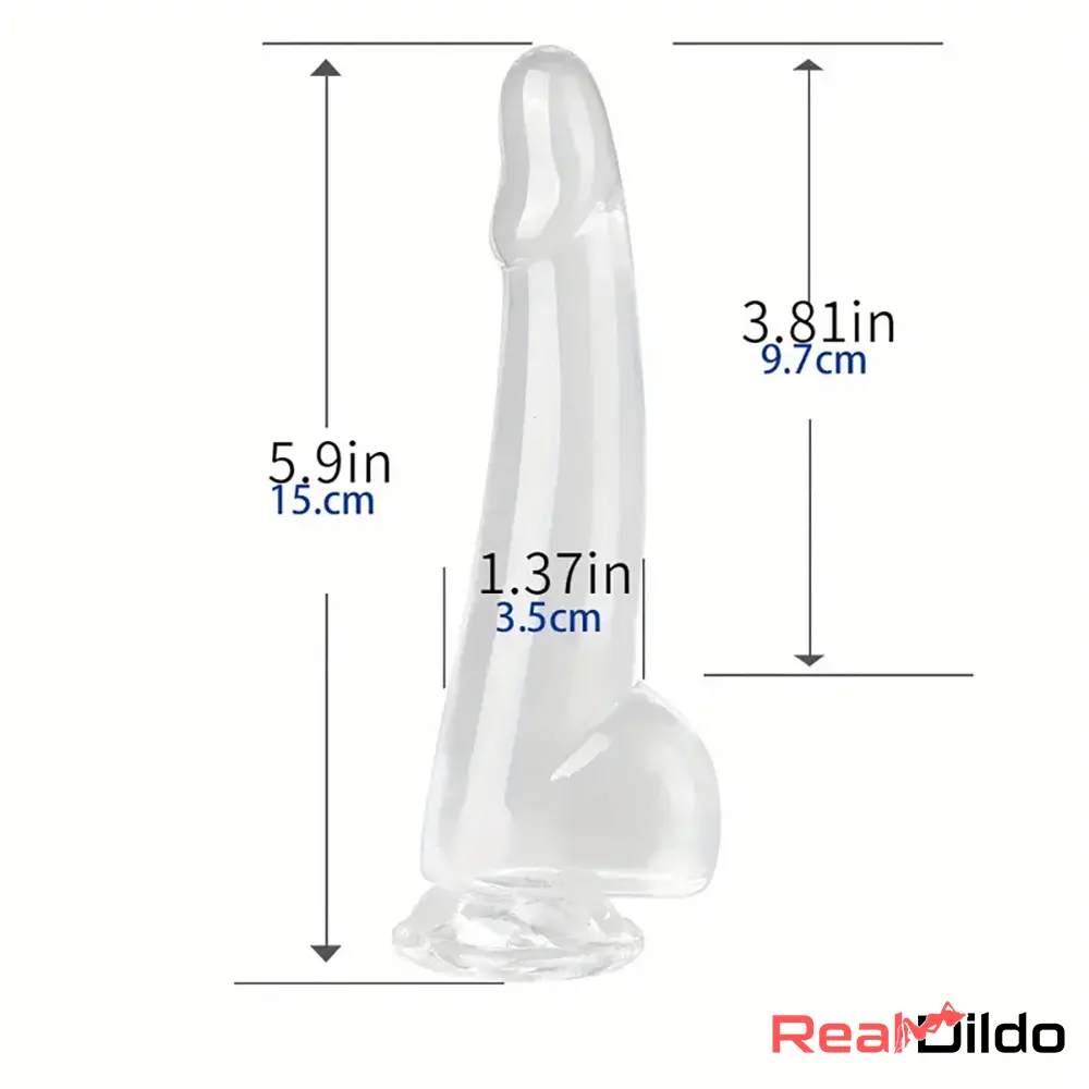 5.9in 7.08in 8.07in 9.64in 10.82in Crystal Clear Dildo Dick Sex Toy - Real Dildo