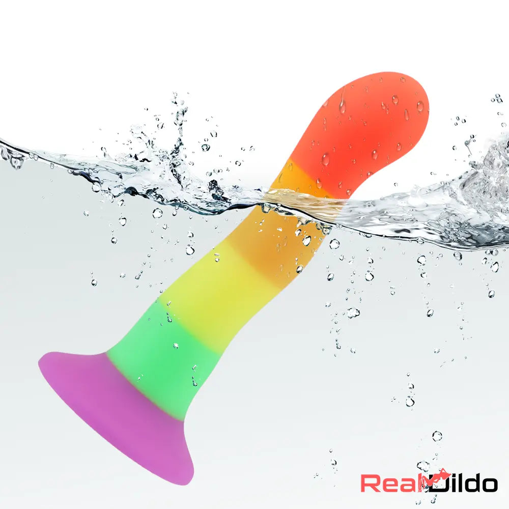 6.89in Colorful Silicone Soft Rainbow Dildo G-Spot Vagina Stimulator - Real Dildo