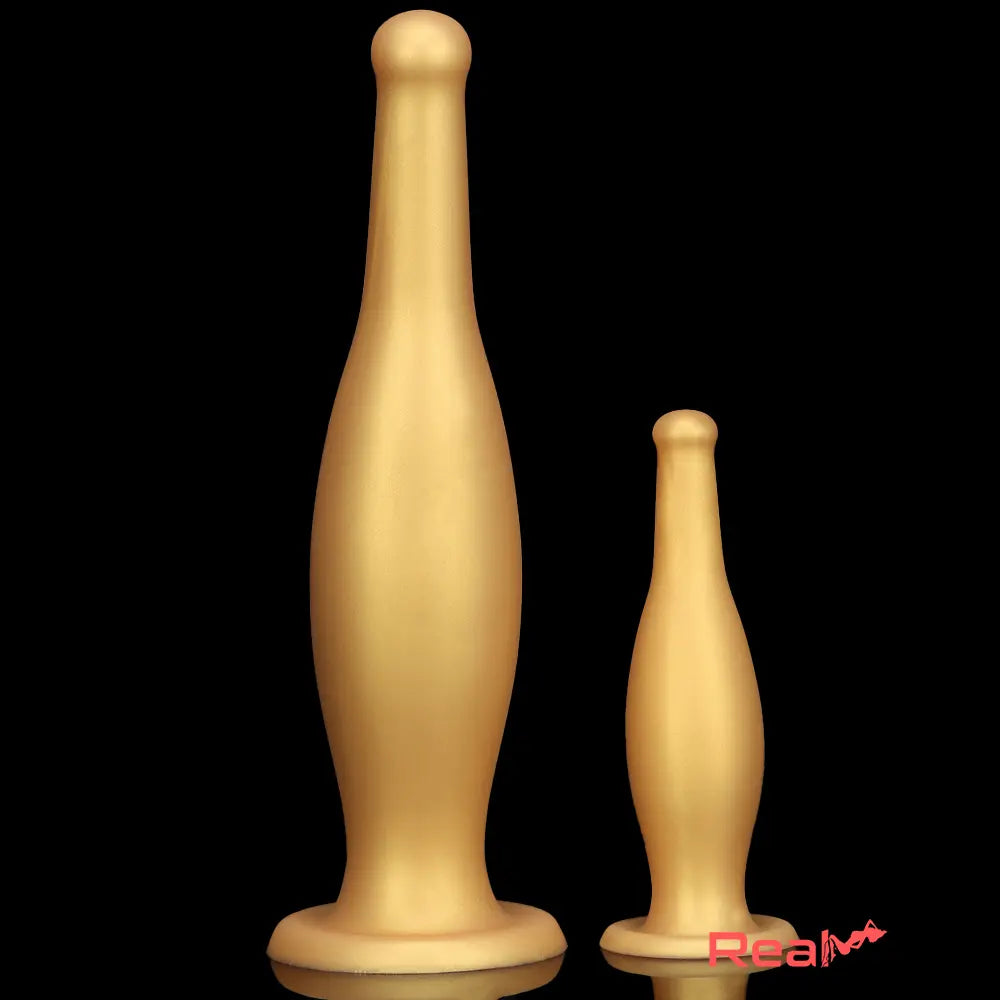 6.7in 11.41in Gold Beer Bottle Silicone Soft Big Anal Butt Plug Thick Dildo - Real Dildo