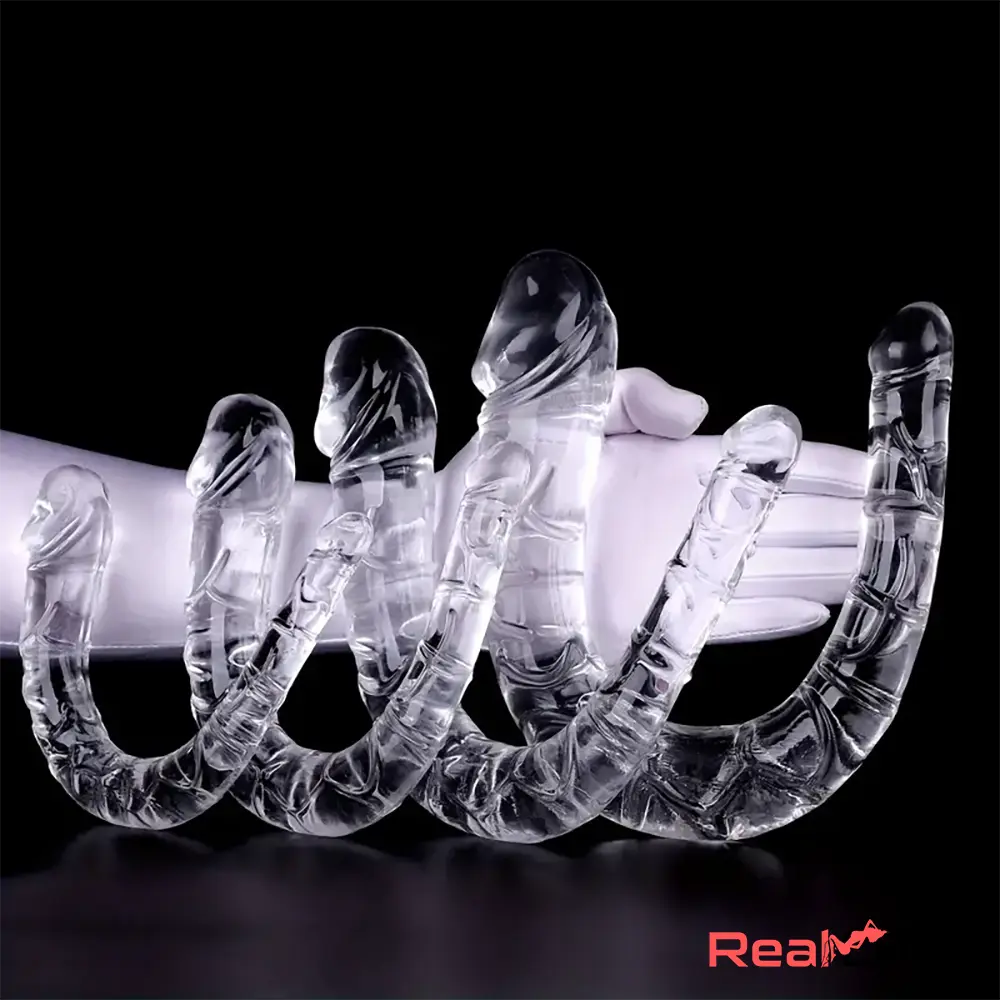 5.31in 6.69in 7.48in 8.46in Clear Dual Heads Curved U Shape Love Dildo - Real Dildo